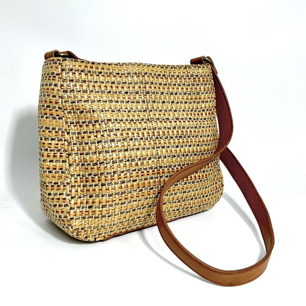 FOSSIL Bag Raffia Straw Woven Leather Hobo BOHO 78082 Authenticity Number